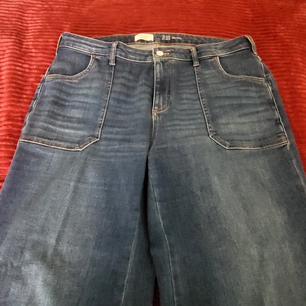 Pilcro Wide-Leg Jeans in Dark Blue Denim